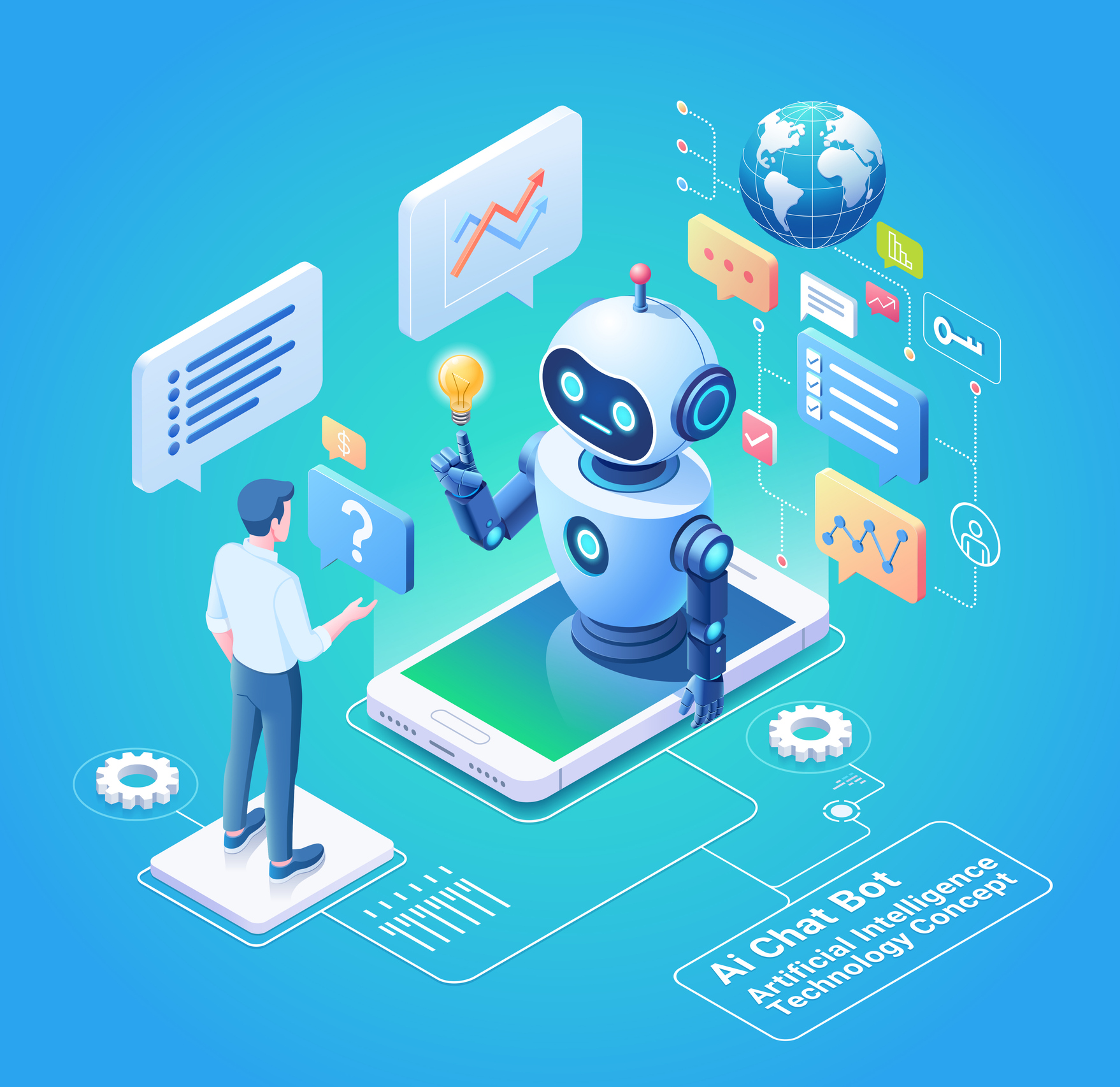person speaking with AI chatbot